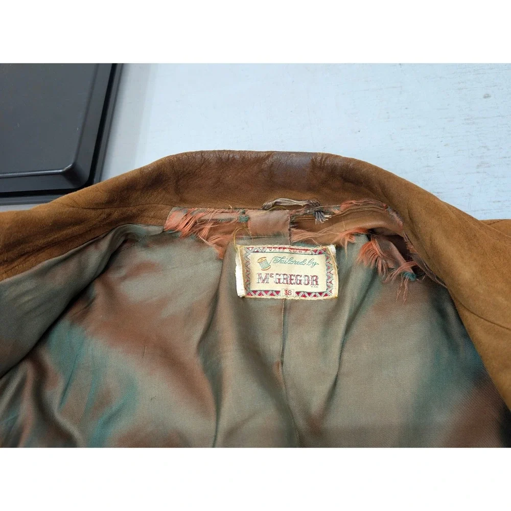 Vintage McGregor Blazer Suede Leather Sport Coat Jacket Men's 38 USA Rodeo Brown